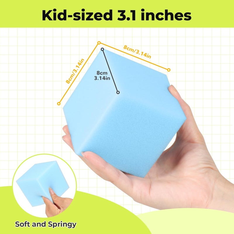 TRENDBOX Foam Cube, 100 PCS of 3.15 x 3.15 x 3.15 Inch Soft Blocks, Gymnastics, Rock Climbing, Trampoline and Other Sports Cushion Pads, Indoor Park Foam Pit Filler - Light Blue ... - Image 3